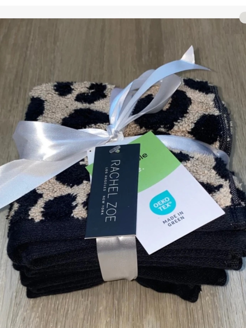 4pc Rachel Zoe Leopard Cheetah Animal Print Bath Washcloth Towel